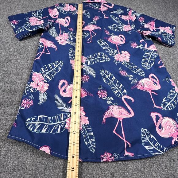 Flamingo Hawaiian Shirt Mens Medium Tropical Floral Button Up Party Summer Casua - Picture 6 of 7